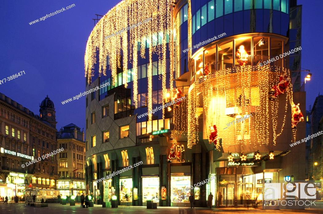 Stock Photo: christmas light in town centre, vienna, austria.