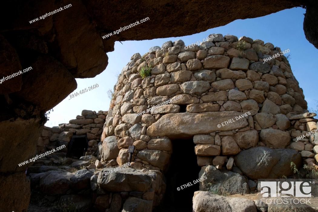 Stock Photo: Nuraghe La Prisgiona archaeological site, dating from 1300 BC, near Arzachena, Sardinia, Italy, Europe.