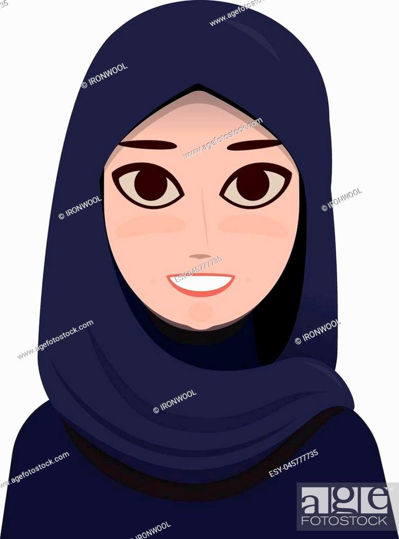 a Cartoon Portrait of muslim beautiful woman in violet hijab, Stock Vector,  Vector And Low Budget Royalty Free Image. Pic. ESY-045777735 | agefotostock
