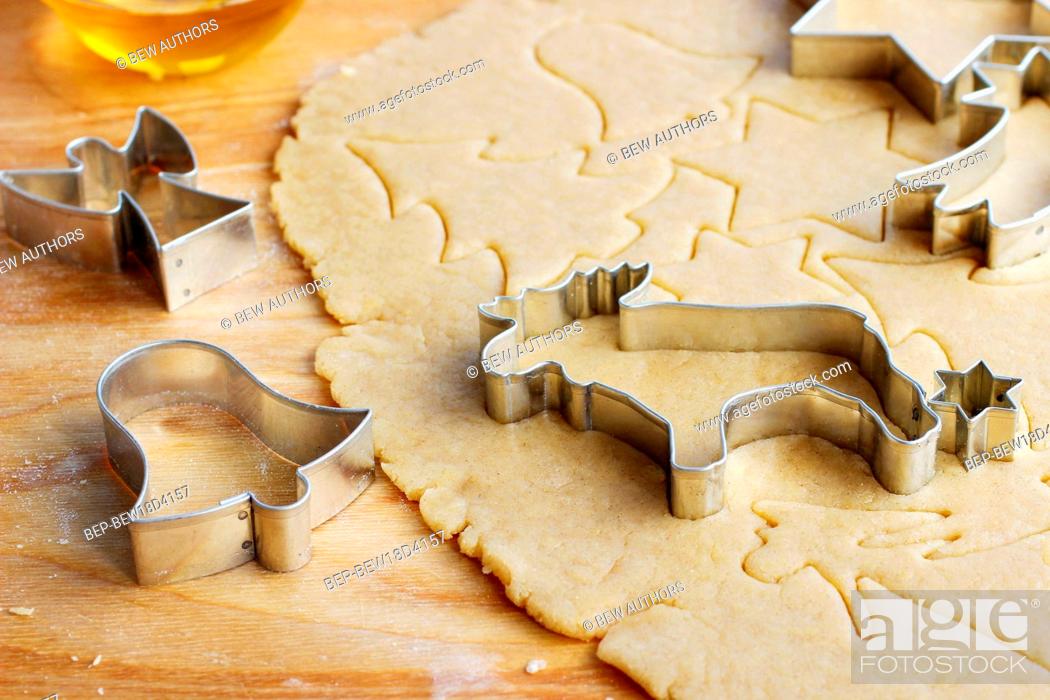 Stock Photo: Making Christmas cookies. Festive dessert.