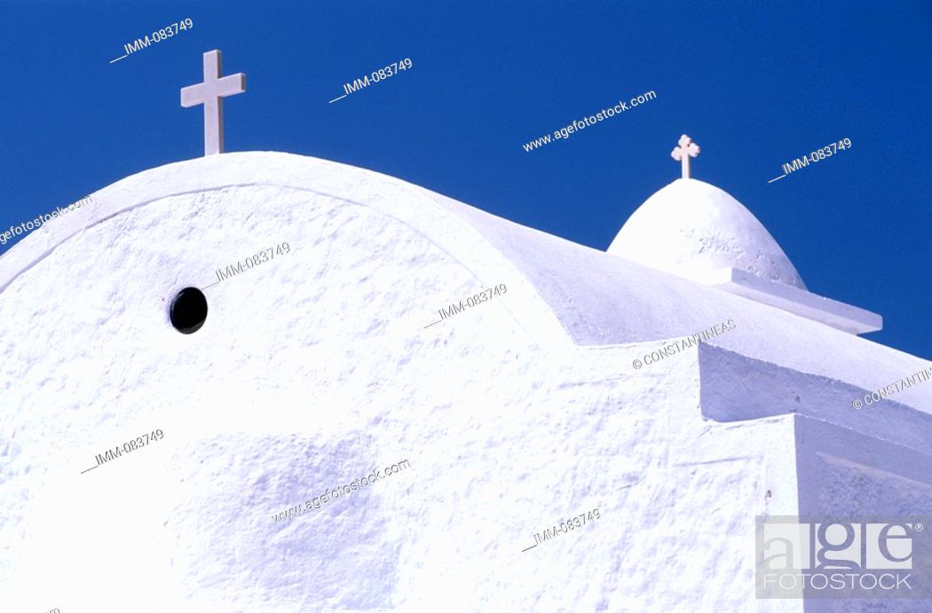 Stock Photo: Cyclades, Milos Mandrakia, Zoodohos Pigi church.