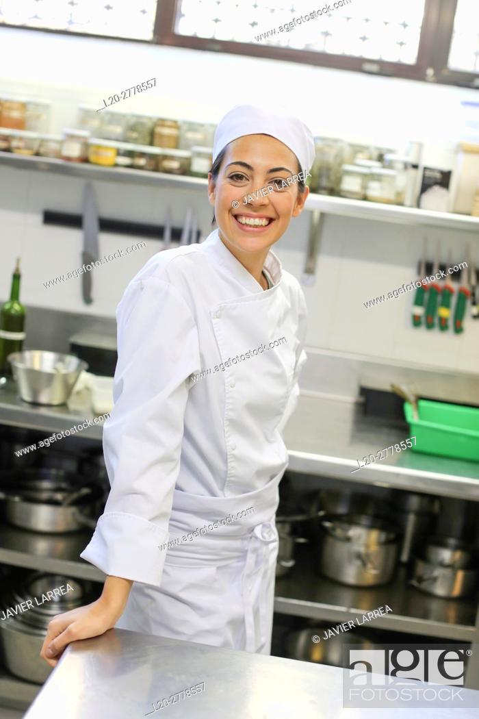 Stock Photo: Chef, Cook in cooking school, Cuisine School, Donostia, San Sebastian, Gipuzkoa, Basque Country, Spain, Europe.