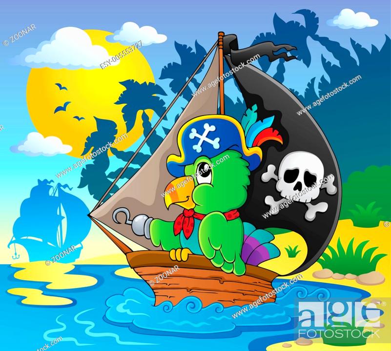 Stock Photo: Image with pirate parrot theme 2 - picture illustration.
