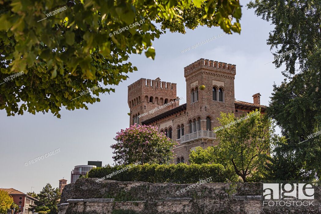 Stock Photo: Castle of the city of Treviso in Italy filtered by the trees that surround it.