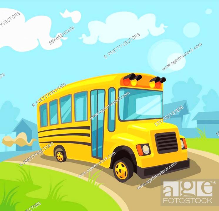 Yellow school bus. Vector flat cartoon illustration, Stock Vector, Vector  And Low Budget Royalty Free Image. Pic. ESY-052187856 | agefotostock