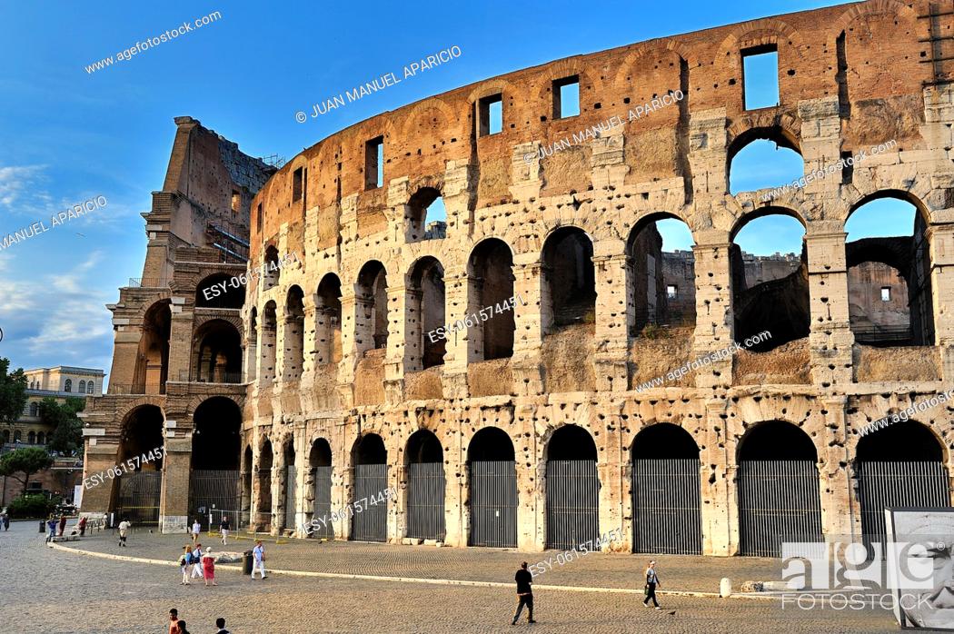 Stock Photo: Partial view of the Colosseum, Rome.