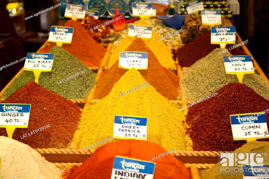 Stock Photo: Spices for sale in the Misir Carsisi Spice Bazaar, Eminonu, Istanbul, Turkey.