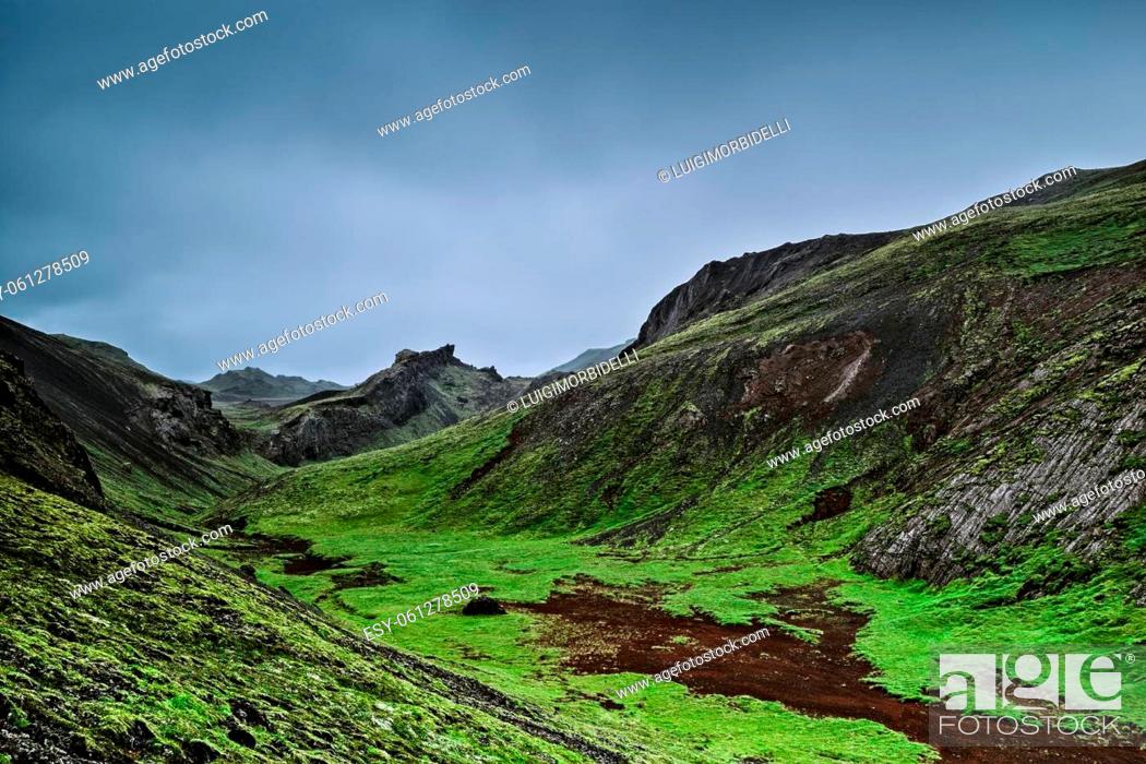 Stock Photo: Nesjavellir mountains near Thingvellir National Park, Iceland.