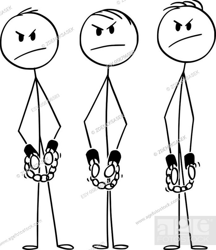 Vector cartoon stick figure drawing conceptual illustration of angry rough  arrested men, Stock Vector, Vector And Low Budget Royalty Free Image. Pic.  ESY-058796583 | agefotostock