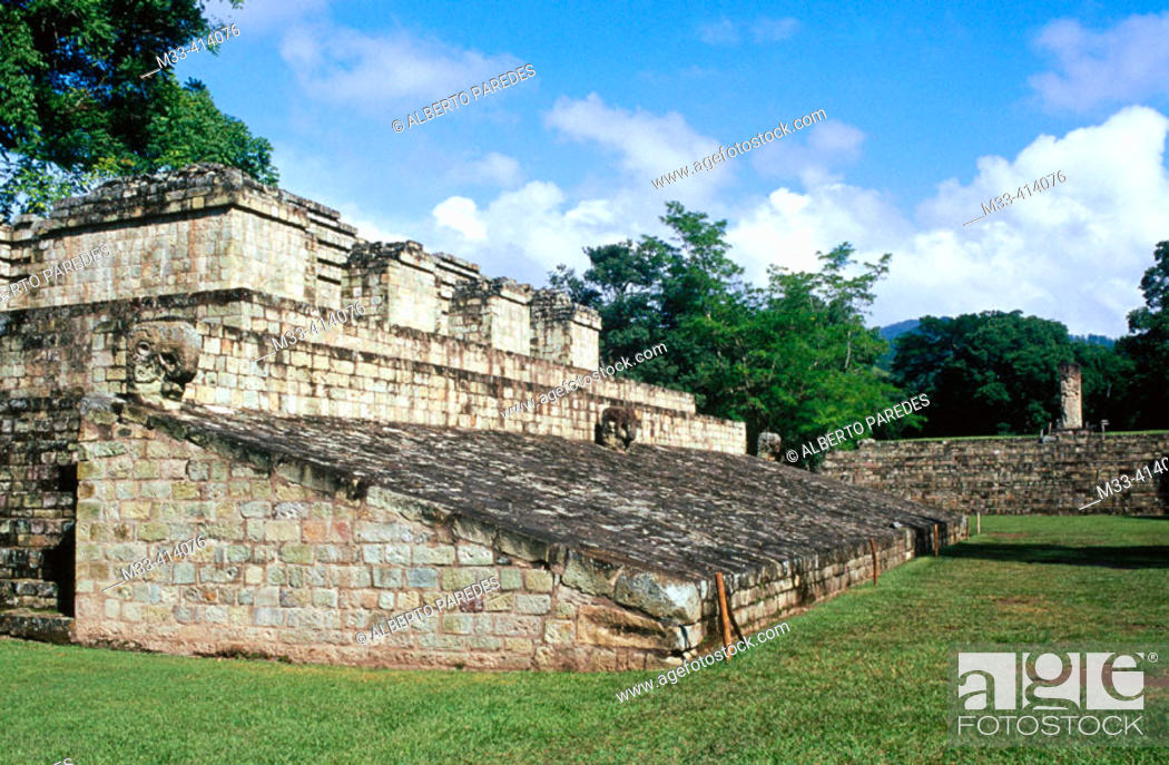 Stock Photo: The Ball Court. Mayan ruins of Copán. Honduras.