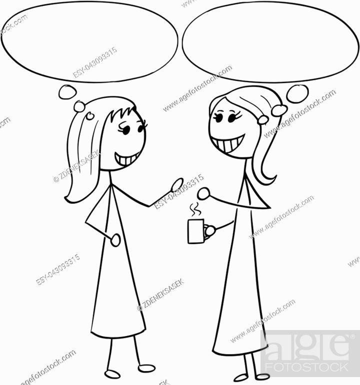 Cartoon stick man illustration of two women pair business people talking or  chatting with empty..., Stock Vector, Vector And Low Budget Royalty Free  Image. Pic. ESY-043093315 | agefotostock