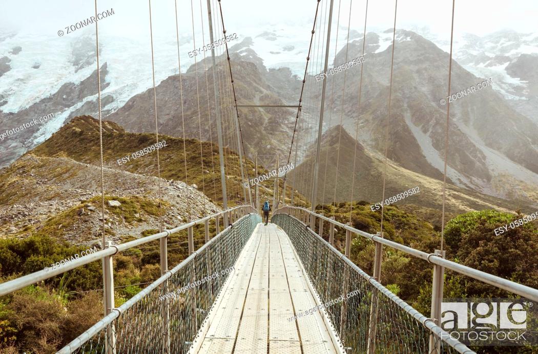 Stock Photo: Hiking and tramping in New Zealand. Travel and adventure concept.