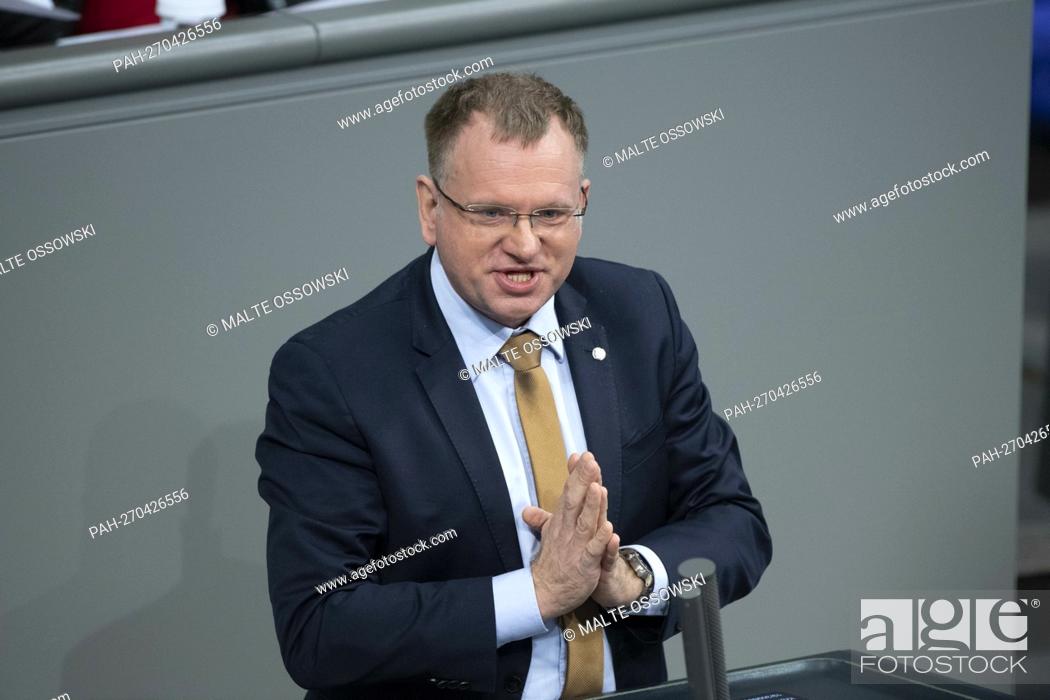 Stock Photo: Dr. Dirk SPANIEL, AfD parliamentary group, during his speech at the 6th plenary session of the German Bundestag, German Bundestag in Berlin.