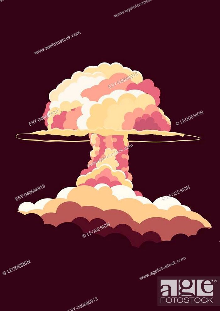Nuclear Explosion. Cartoon Retro poster. Mushroom cloud, Stock Vector,  Vector And Low Budget Royalty Free Image. Pic. ESY-040686913 | agefotostock