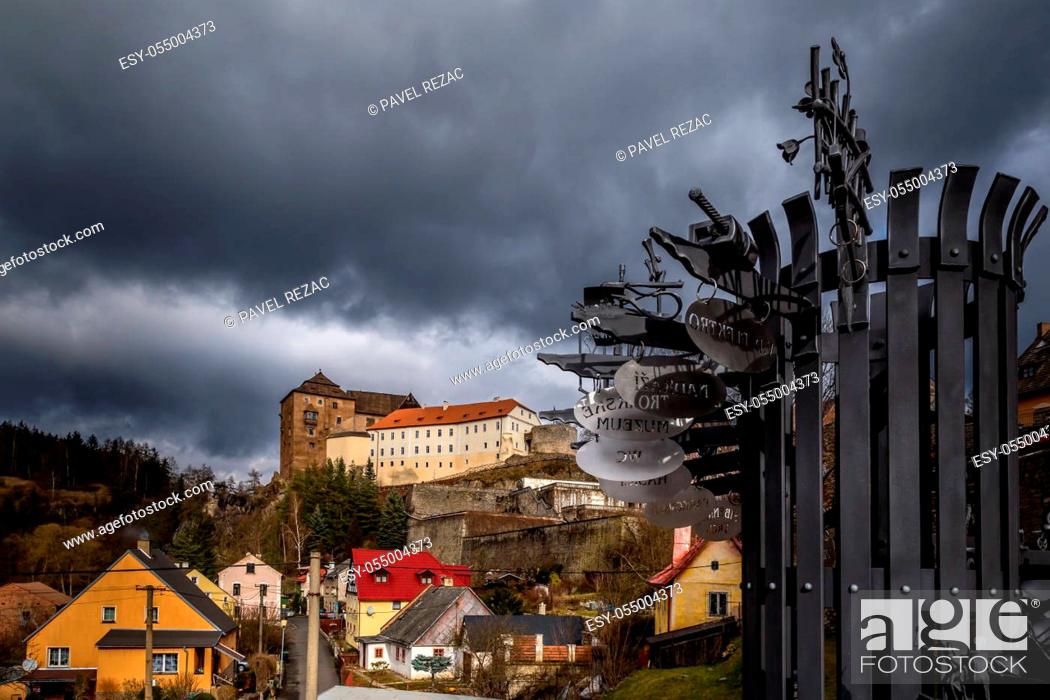 Stock Photo: Baroque Chateau and Gothic Castle in ancient town Becov nad Teplou, Czech Republic.