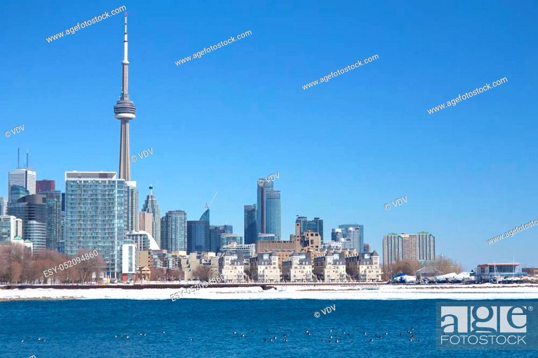 Stock Photo: View of Toronto downtown from Ontario place.