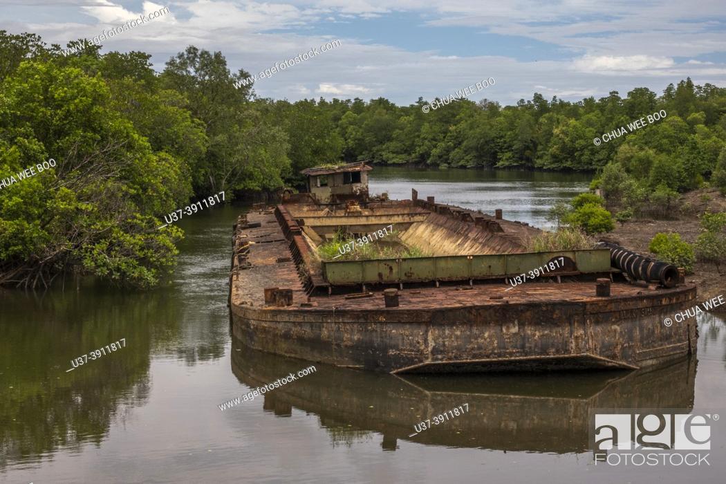 Imagen: Abandoned boat at Kuching Wetland national Park, Semariang Aman, Santubong, Sarawak, East Malaysia, Borneo.