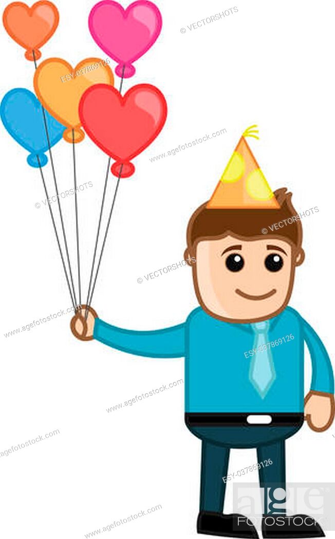 Drawing Art of Young Cartoon Lover Boy Holding Heart Balloons Vector  Illustration, Stock Vector, Vector And Low Budget Royalty Free Image. Pic.  ESY-037869126 | agefotostock