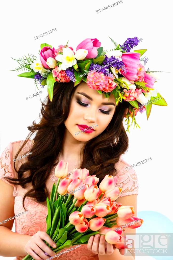 Beauty Woman with Spring Flower bouquet. Beautiful girl with a Bunch of  colorful Tulip flowers, Stock Photo, Picture And Low Budget Royalty Free  Image. Pic. ESY-045120716 | agefotostock