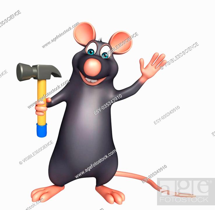 3d rendered illustration of Rat cartoon character with hammer, Stock Photo,  Picture And Low Budget Royalty Free Image. Pic. ESY-035343910 | agefotostock