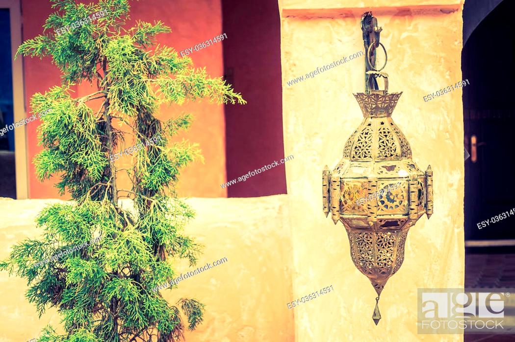 Stock Photo: Lantern light lamps morocco style decoration - Vintage Filter.