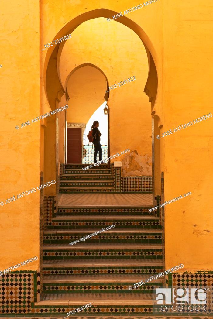 Stock Photo: Mausoleum of Moulay Ismail, Meknes, Morocco, Maghreb, North Africa.