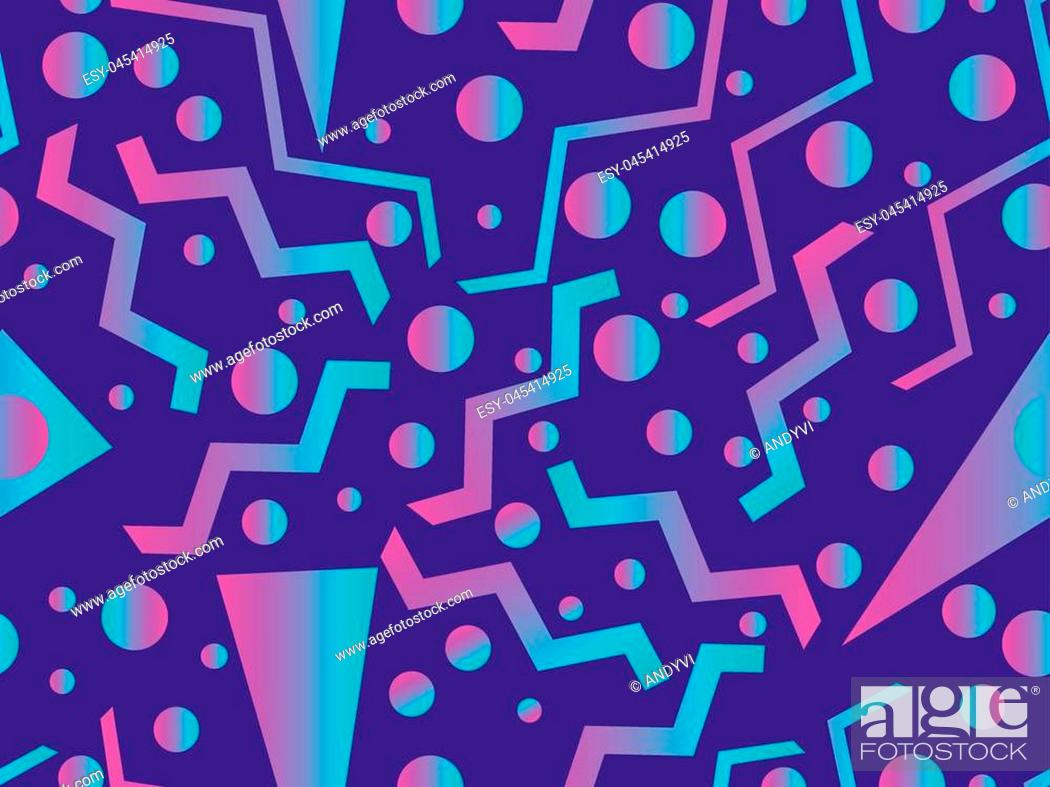 Memphis seamless pattern. Holographic geometric shapes, gradients, retro  style of the 80s, Stock Vector, Vector And Low Budget Royalty Free Image.  Pic. ESY-045414925 | agefotostock
