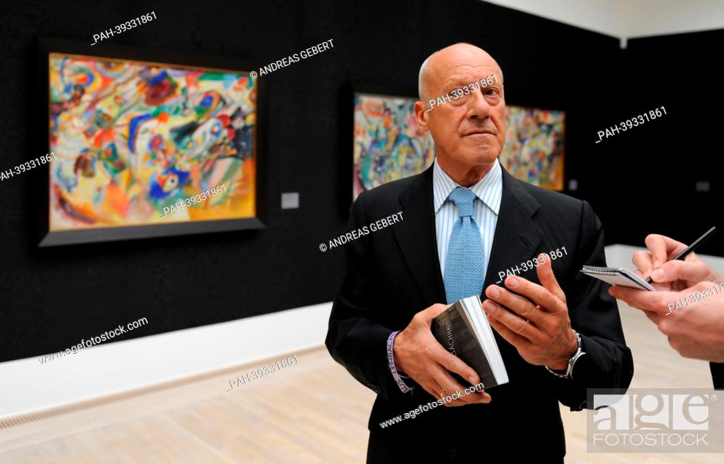 Stock Photo: British architect Sir Norman Foster gestures during the re-opening of Lenbachhaus in Munich,  Germany, 07 May 2013. The City Gallery of Munich in Lenbachhaus.