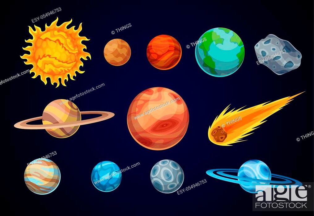 Cartoon solar system planets. Astronomical observatory small planet, Stock  Vector, Vector And Low Budget Royalty Free Image. Pic. ESY-054946753 |  agefotostock