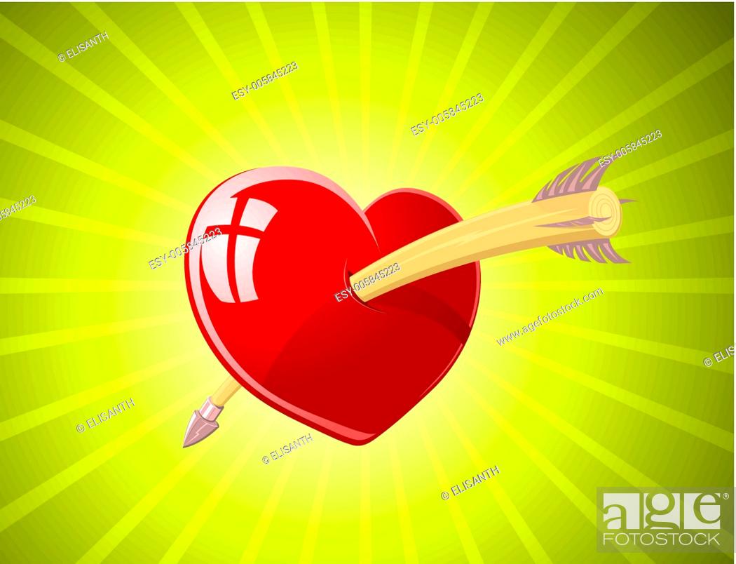 Stock Vector: Vector illustration of red heart with arrow.