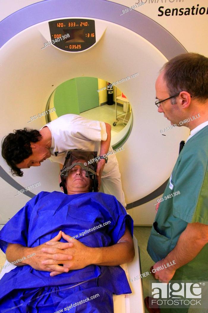 Stock Photo: Photo essay at the regional hospital complex of Lille, France, hospital Roger Salengro, department of neurosurgery, Gamma knife.