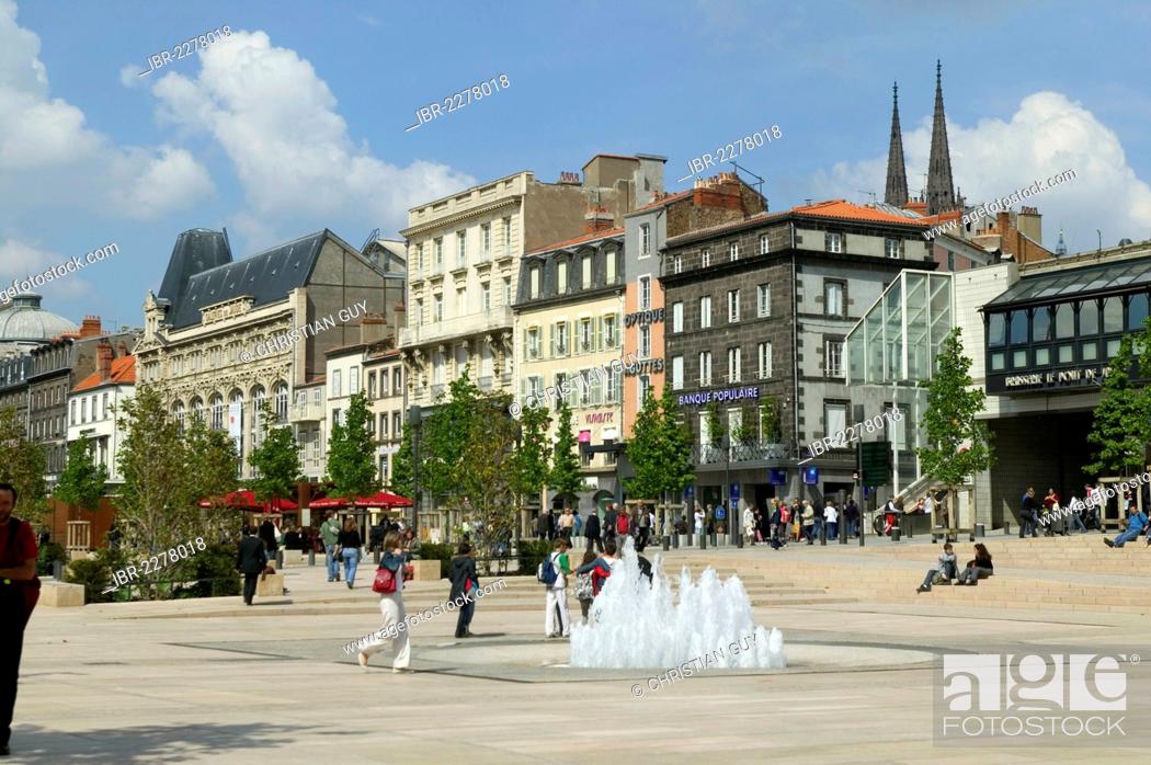 Stock Photo: Place de Jaude square, Clermont-Ferrand, capital of Auvergne, Puy de Dome, France, Europe.