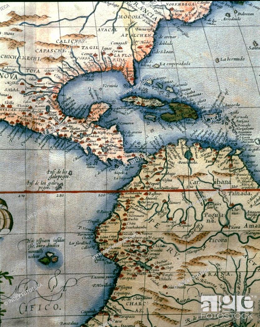 Photo de stock: 'Theatrum Orbis Terrarum' by Abraham Ortelius, Antwerp, 1574, map of Central America, West Indie?.