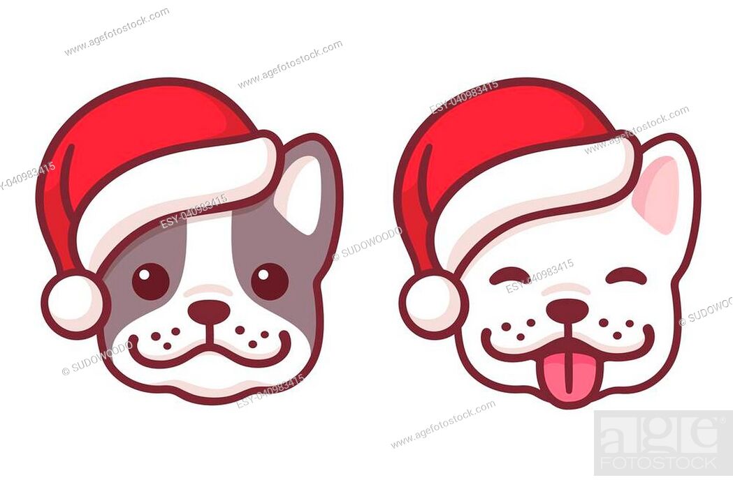 French Bulldog puppy faces in Santa hats. Cute cartoon dogs smiling and  sticking out tongue, Stock Vector, Vector And Low Budget Royalty Free  Image. Pic. ESY-040983415 | agefotostock