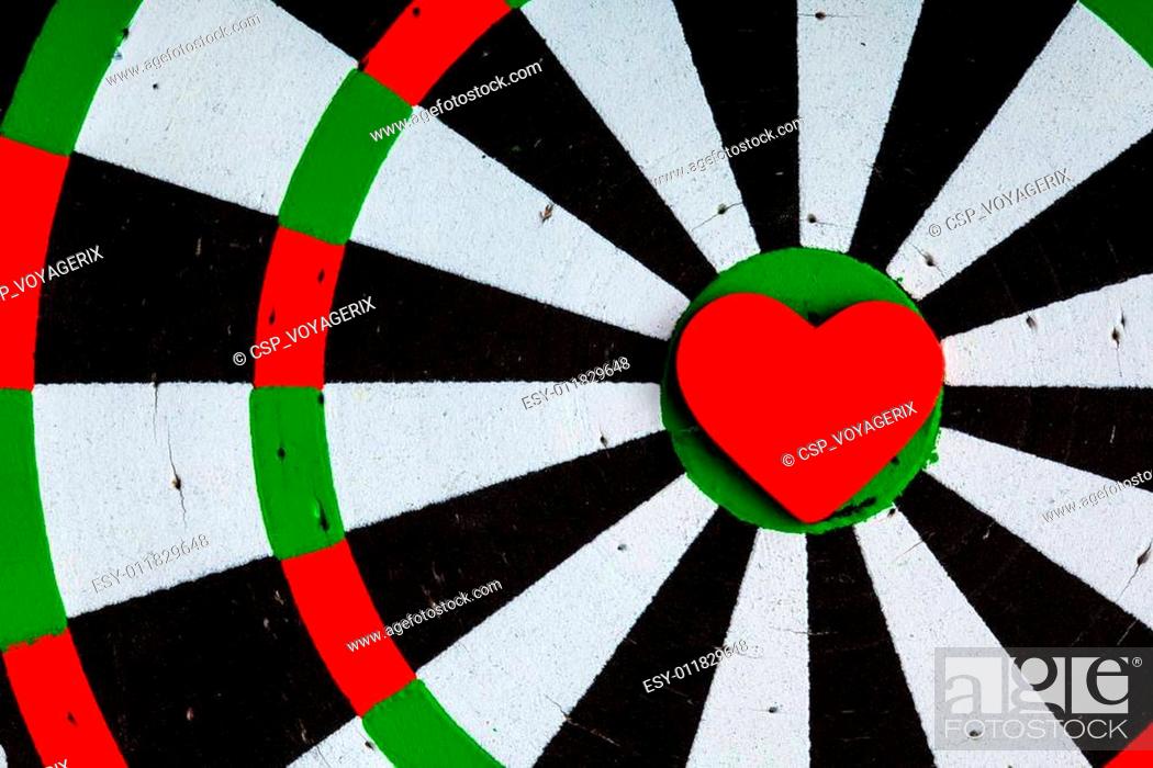 Stock Photo: Closeup black white target with heart bullseye as love background.