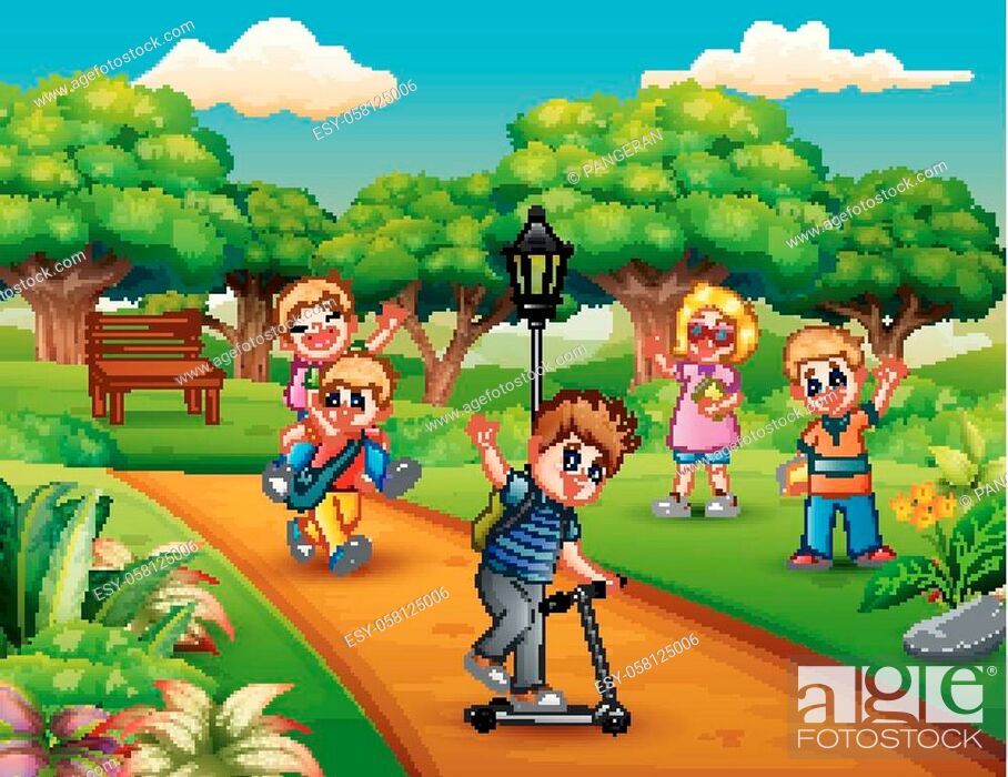 Cartoon group of children playing in the park, Stock Vector, Vector And Low  Budget Royalty Free Image. Pic. ESY-058125006 | agefotostock