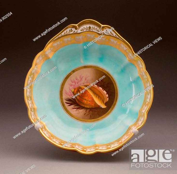 Stock Photo: Worcester Royal Porcelain Company. Plate-1813/19-Worcester Porcelain Factory (Flight, Barr & Barr Period) Worcester, England, founded 1751.