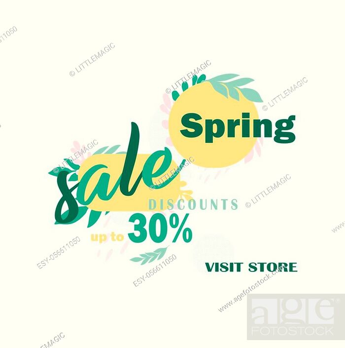 Stock Vector: Business icon - spring sale, discount up to 30%. Stylish design vector template for advertising shopping day. Beautiful trend colors and design.