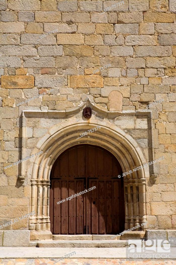 Stock Photo: Sixteenth-century Gothic church, San Felices of Gallegos, Natural Park Arribes del Duero, Salamanca, Castilla y Leon, Spain, Euro.