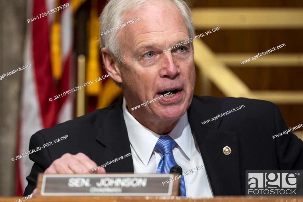 Stock Photo: United States Senator Ron Johnson (Republican of Wisconsin), Chairman, US Senate Committee on Homeland Security and Government Affairs argues with US Senator.