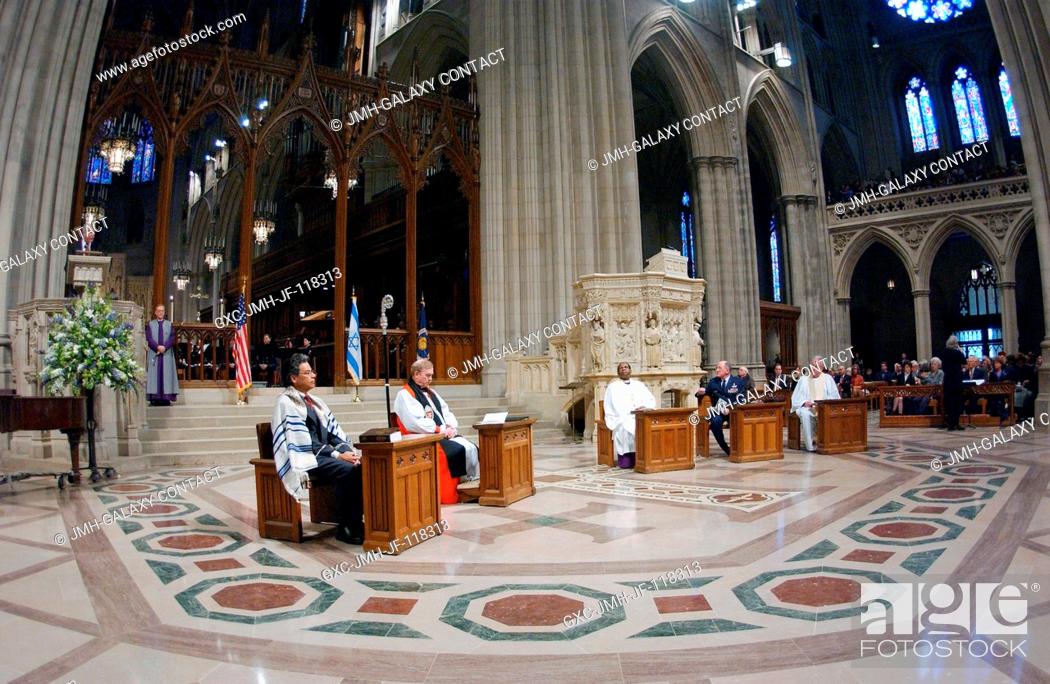 Stock Photo: NASA Administrator Sean O'Keefe speaks at a special memorial ceremony at the Washington National Cathedral honoring the Space Shuttle Columbia crewmembers.
