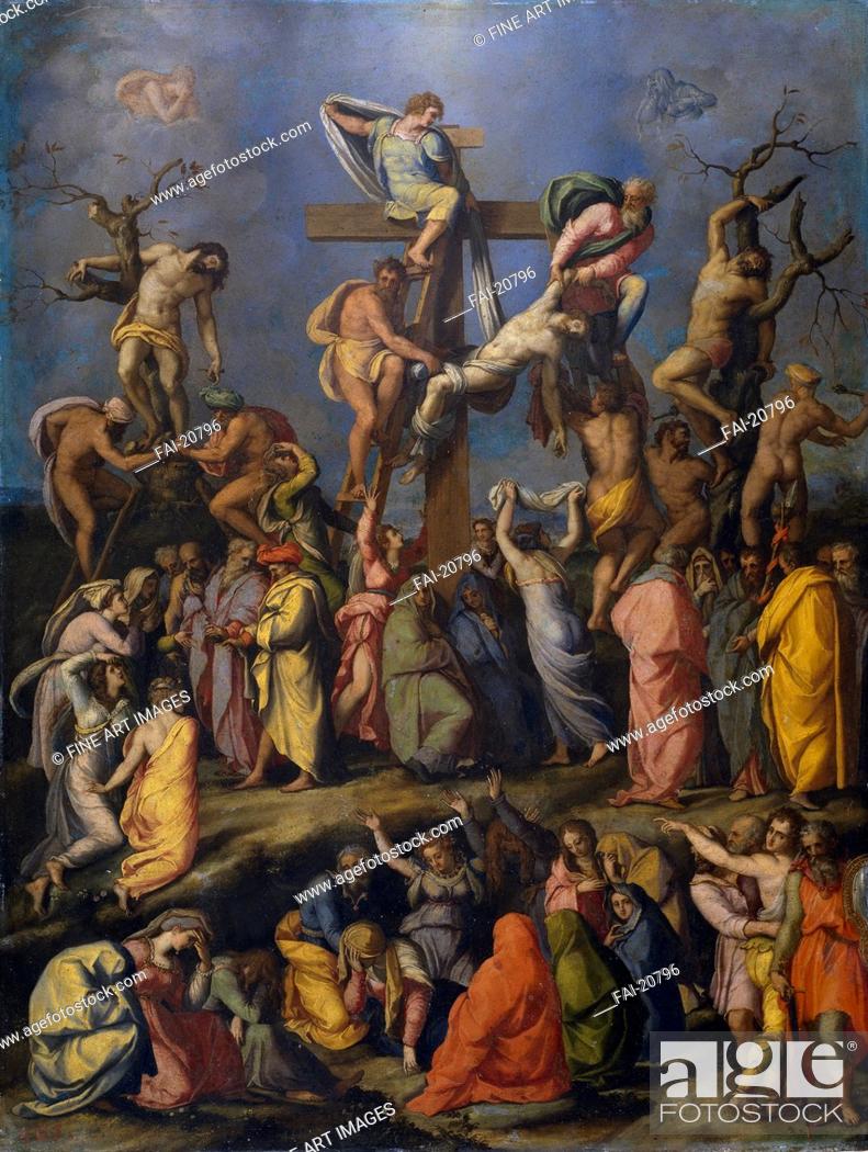 Stock Photo: The Descent from the Cross. Allori, Alessandro (1535-1607). Oil on canvas. Mannerism. c. 1560. Italy, Florentine School. Museo del Prado, Madrid.