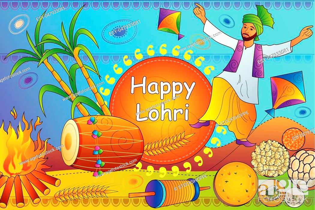 vector illustration of Happy Lohri Punjab festival celebration background,  Stock Vector, Vector And Low Budget Royalty Free Image. Pic. ESY-047933081  | agefotostock