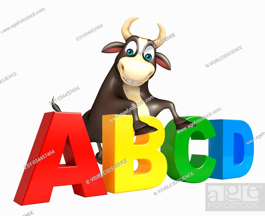 3d rendered illustration of Bull cartoon character with ABCD sign, Stock  Photo, Picture And Low Budget Royalty Free Image. Pic. ESY-034457494 |  agefotostock