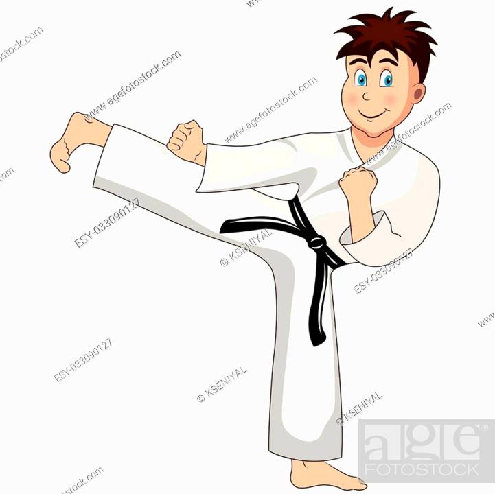 Cartoon Boy is dressed in kimono kicks. Karate fighter. Jiu-jitsu fighter,  Stock Vector, Vector And Low Budget Royalty Free Image. Pic. ESY-033090127  | agefotostock