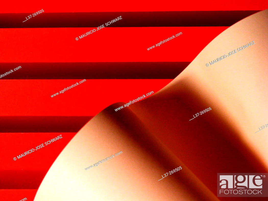 Stock Photo: Abstract with red lines and tan wave.