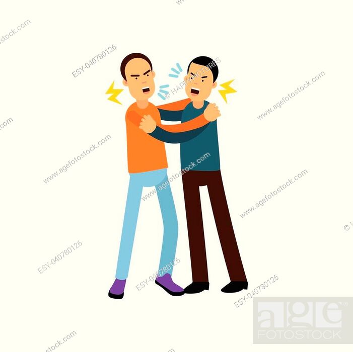 Cartoon characters of two angry men in fighting pose, pull at each other s  for clothes, Stock Vector, Vector And Low Budget Royalty Free Image. Pic.  ESY-040780126 | agefotostock