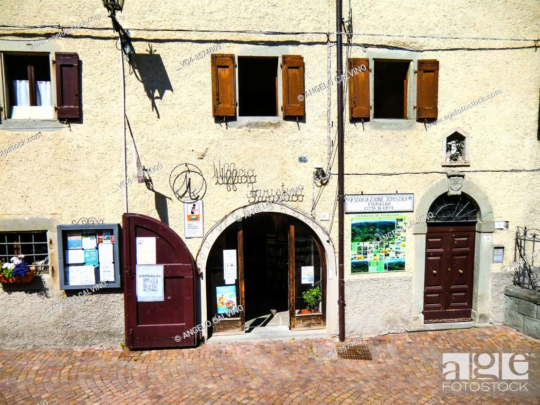 Stock Photo: The Tourist Office in Fiumalbo , Province of Modena in the Italian region Emilia Romagna, Italy, Europe.