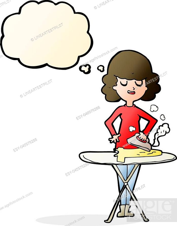 cartoon woman ironing with thought bubble, Stock Vector, Vector And Low  Budget Royalty Free Image. Pic. ESY-040979288 | agefotostock