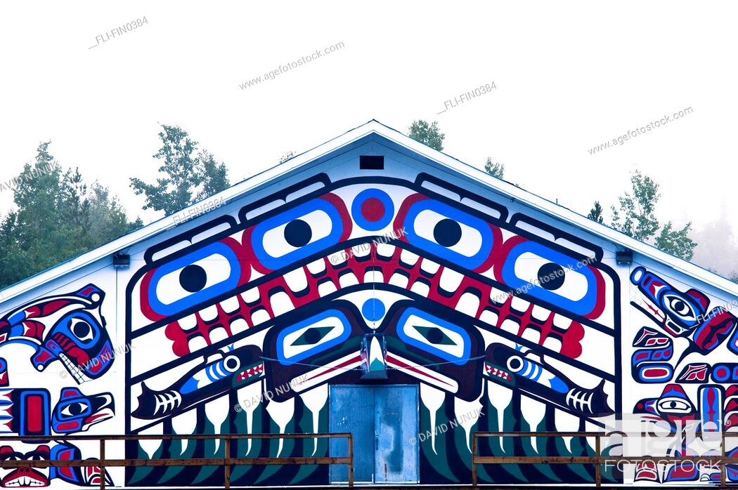 Stock Photo: Nisga long house/Community Center, New Aiyansh, British Columbia.